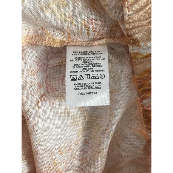 NWT Loft High Waisted Linen Orange Floral Shorts Size L - Picture 4 of 4